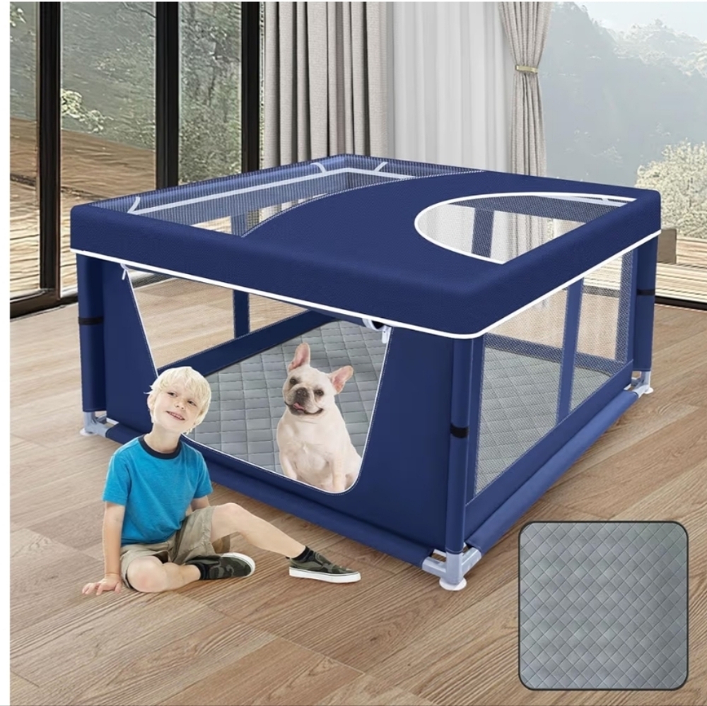 42x42 Inches Puppy Playpen with Cover&Dog Pads, Dog Playpen